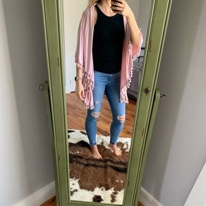 Pink Fringe Kimono OS